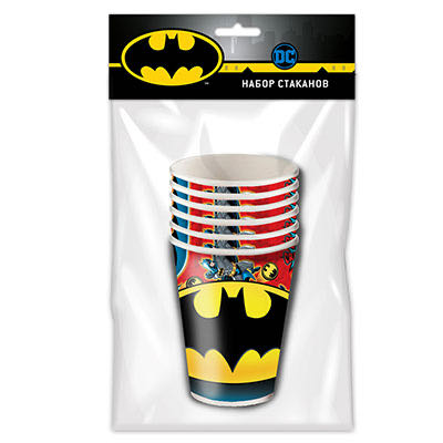 Набор бумажных стаканов Бэтмен 250мл 6шт