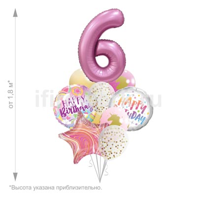 С днем рождения Единорог розовый великолепный  с цифрой