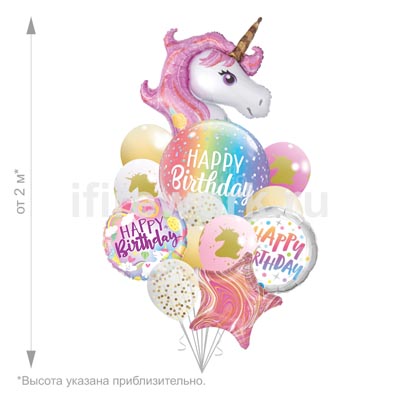 С днем рождения Единорог розовый восхитительный